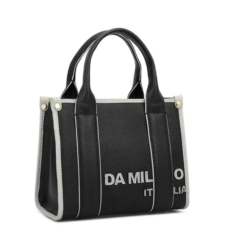 Da Milano Black Small Wax Leather Satchel - Black for Women | Best Price UAE